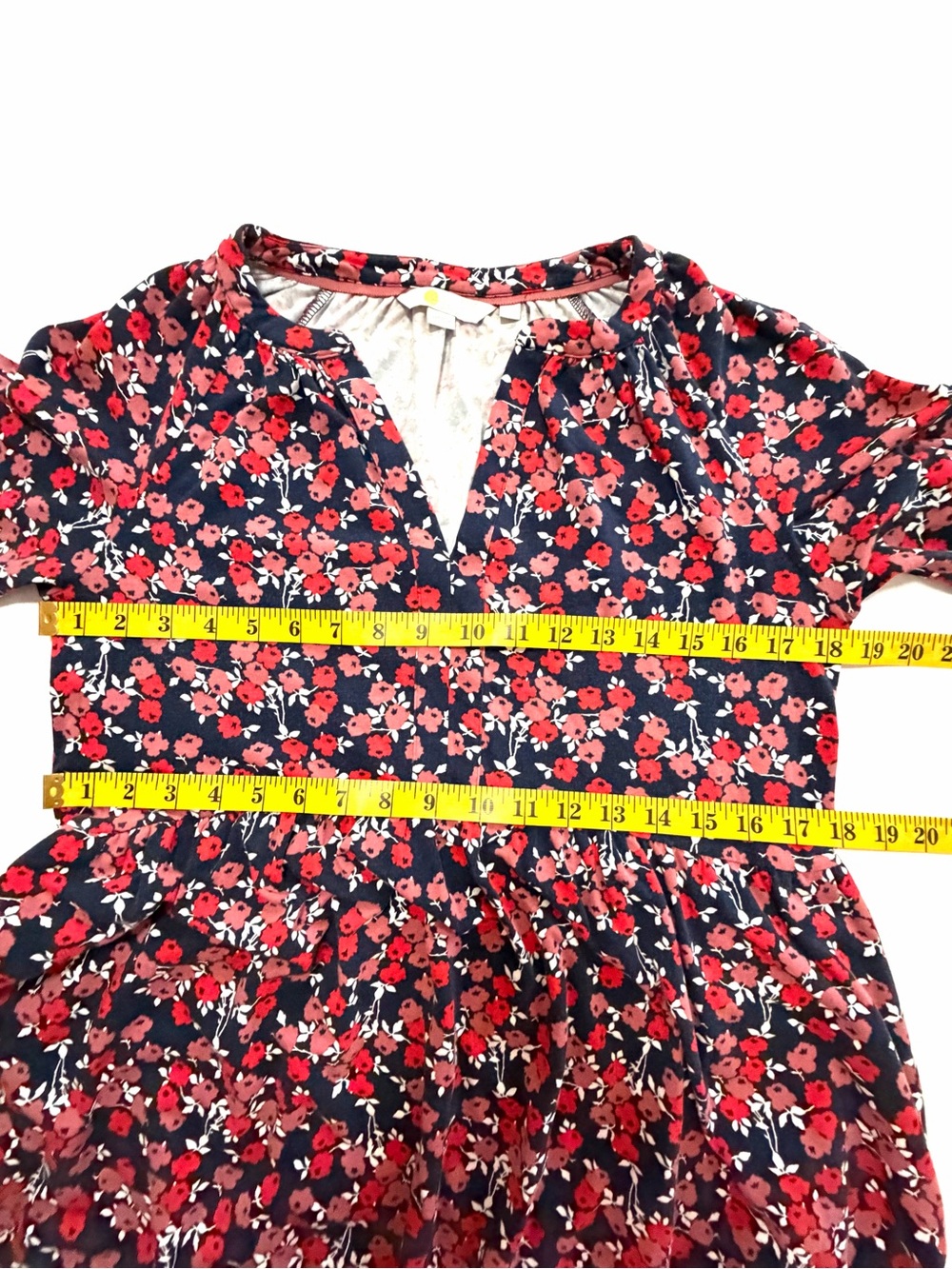 BODEN Willow Dark Floral‎ Midi Dress Size 8 Long Sleeve V-Neck Pullover Fall - Picture 14 of 16